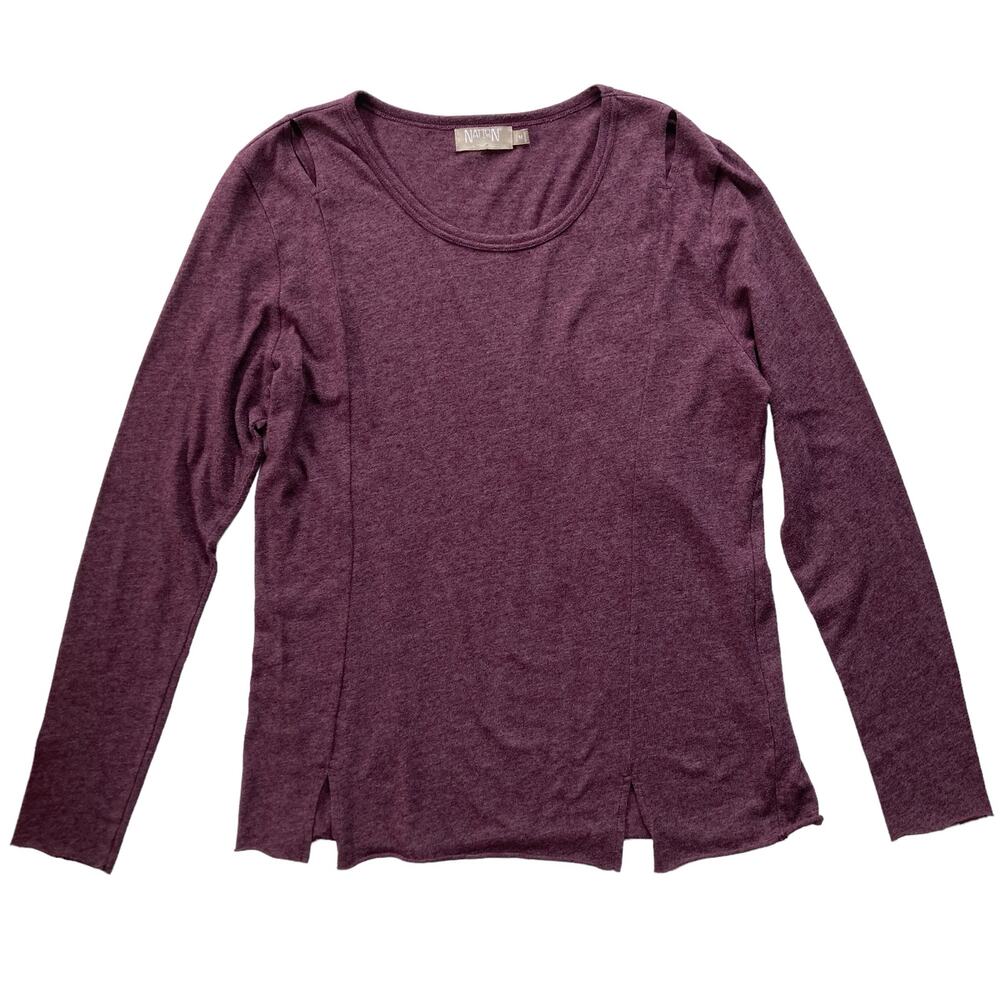 Nation LTD Long Sleeve Scoop Neck Henley Knit Top Size M Purple